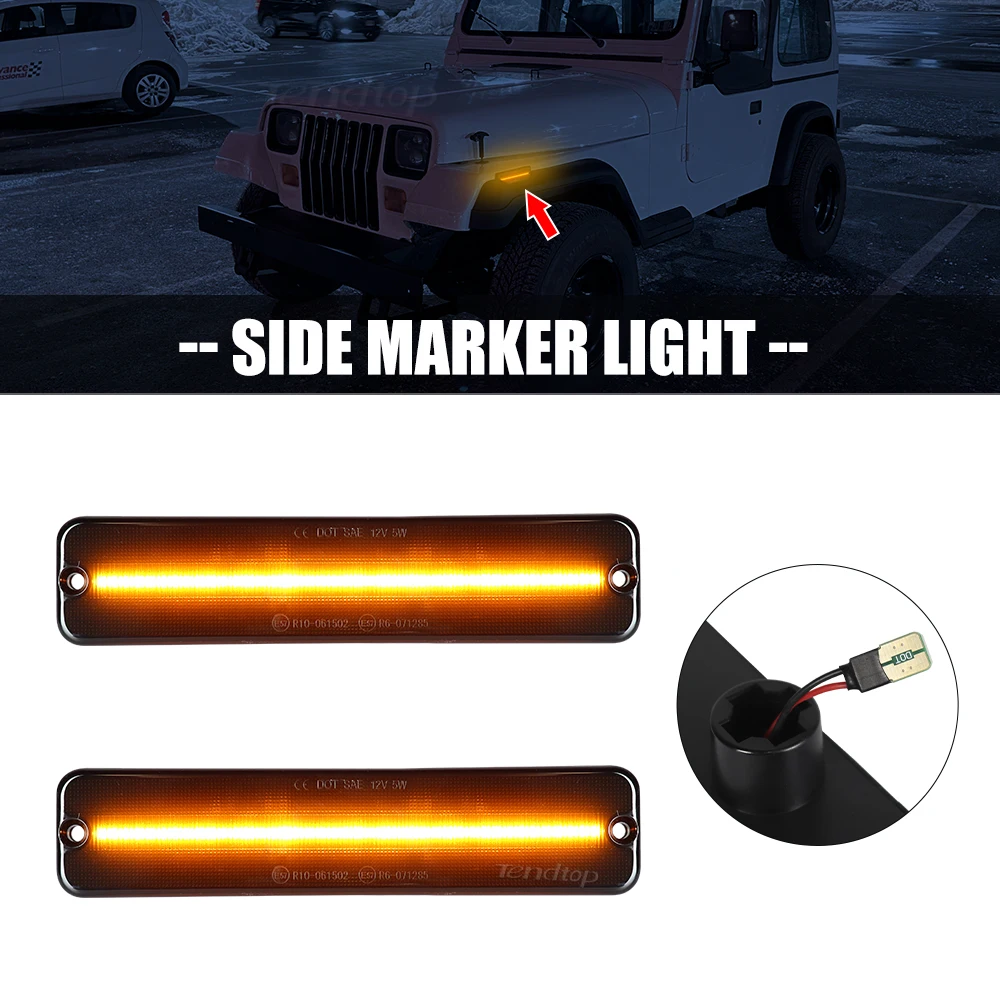 Luz LED ahumada de guardabarros delantera Jeep Wrangler YJ 87-95 - imagen 2