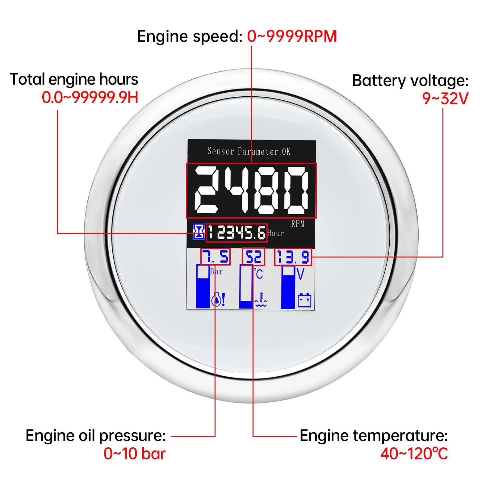 Medidor NMEA 2000 multifunción velocímetro tacómetro temperatura - imagen 4