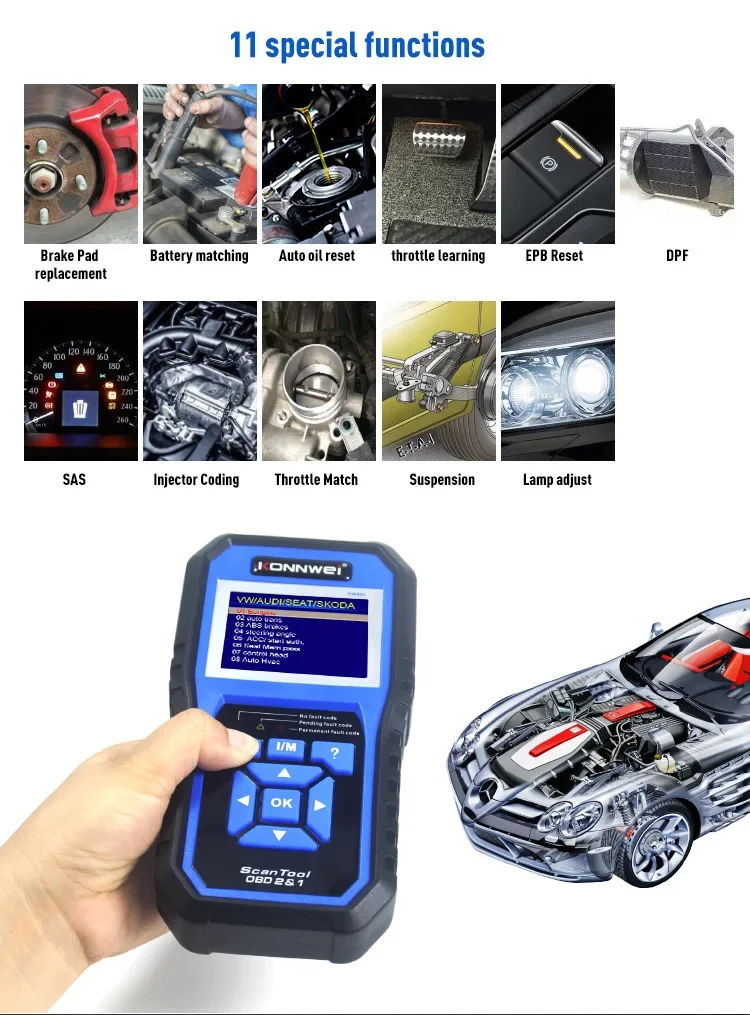 KW450 escáner diagnóstico OBD2 multifunción universal - imagen 3