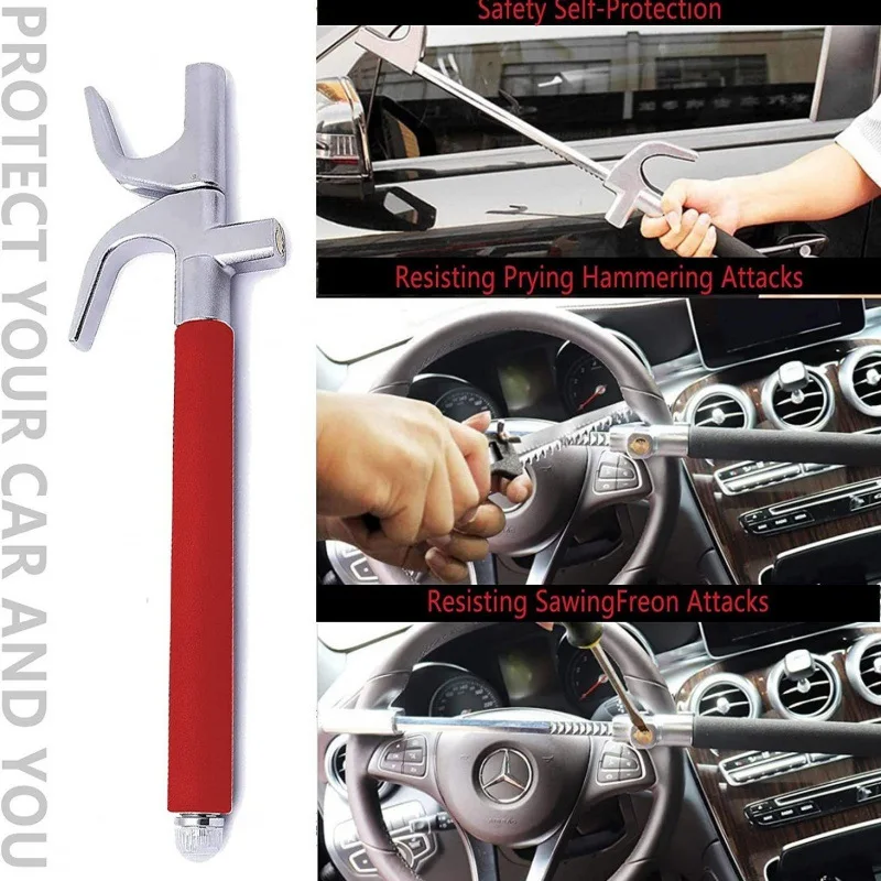 Antirrobo volante ajustable en U metálico – Cerradura seguridad coche - imagen 4