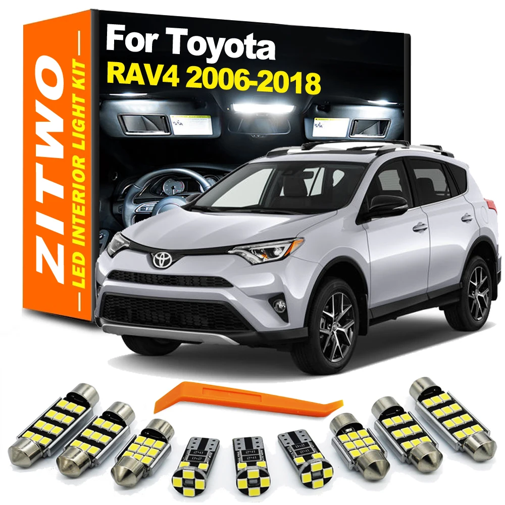 ZITWO 10 Uds LED Interior cúpula luz de lectura placa de equipaje Kit de bombillas para Toyota RAV4 2006 2008 2010 -2012 2014 2015 2016 2017 2018