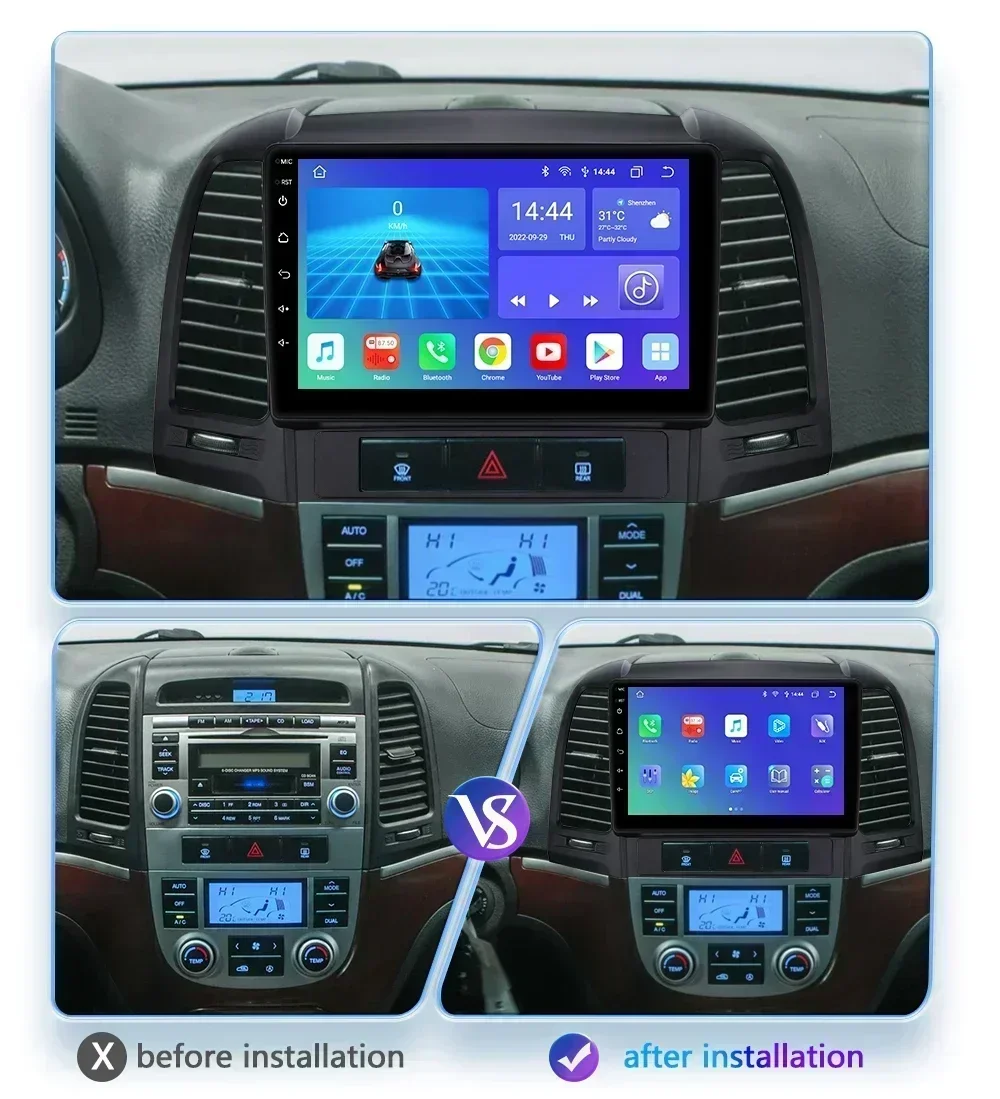 Hizpo Radio 2 DIN Android con CarPlay para Hyundai Santa Fe II - imagen 2