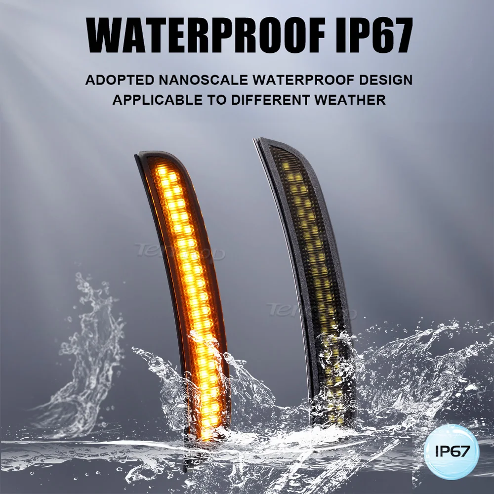 4 Uds. Indicador de señal de luz LED lateral para parachoques rojo trasero ámbar delantero para Dodge Charger 2015 -2023 - imagen 4