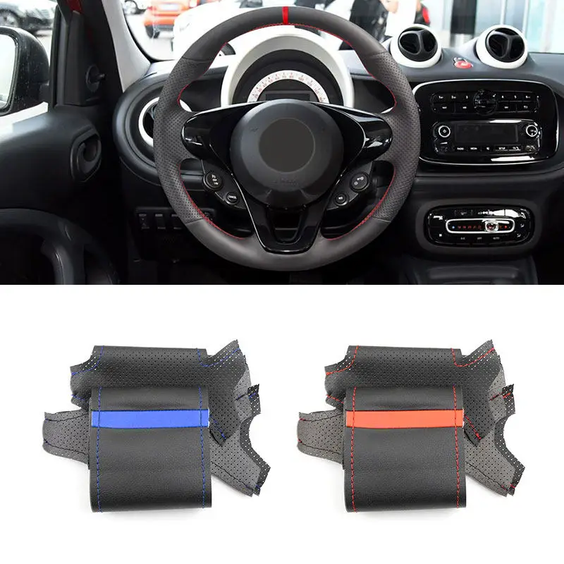 Funda de volante microfibra cosida a mano Smart Fortwo 2015-2018