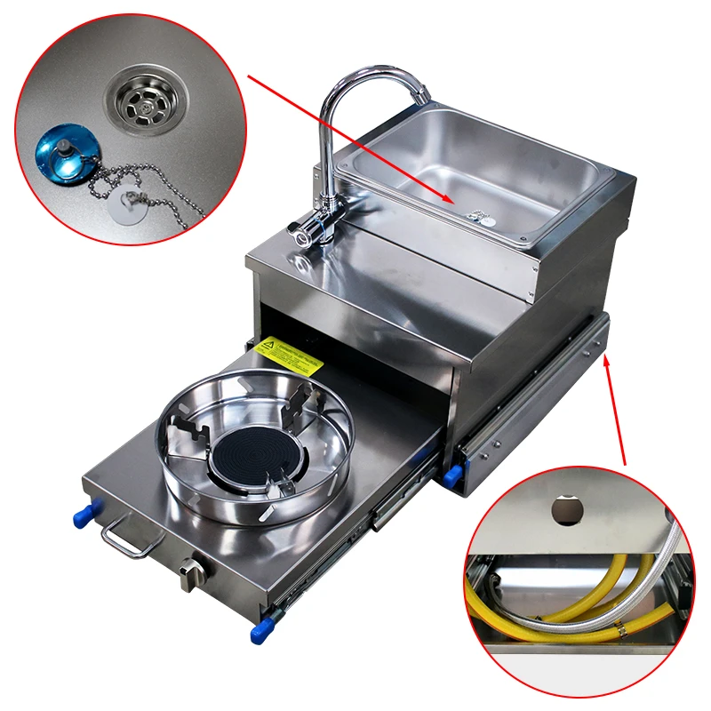 Fregadero para autocaravana de acero inoxidable con estufa a gas - imagen 3