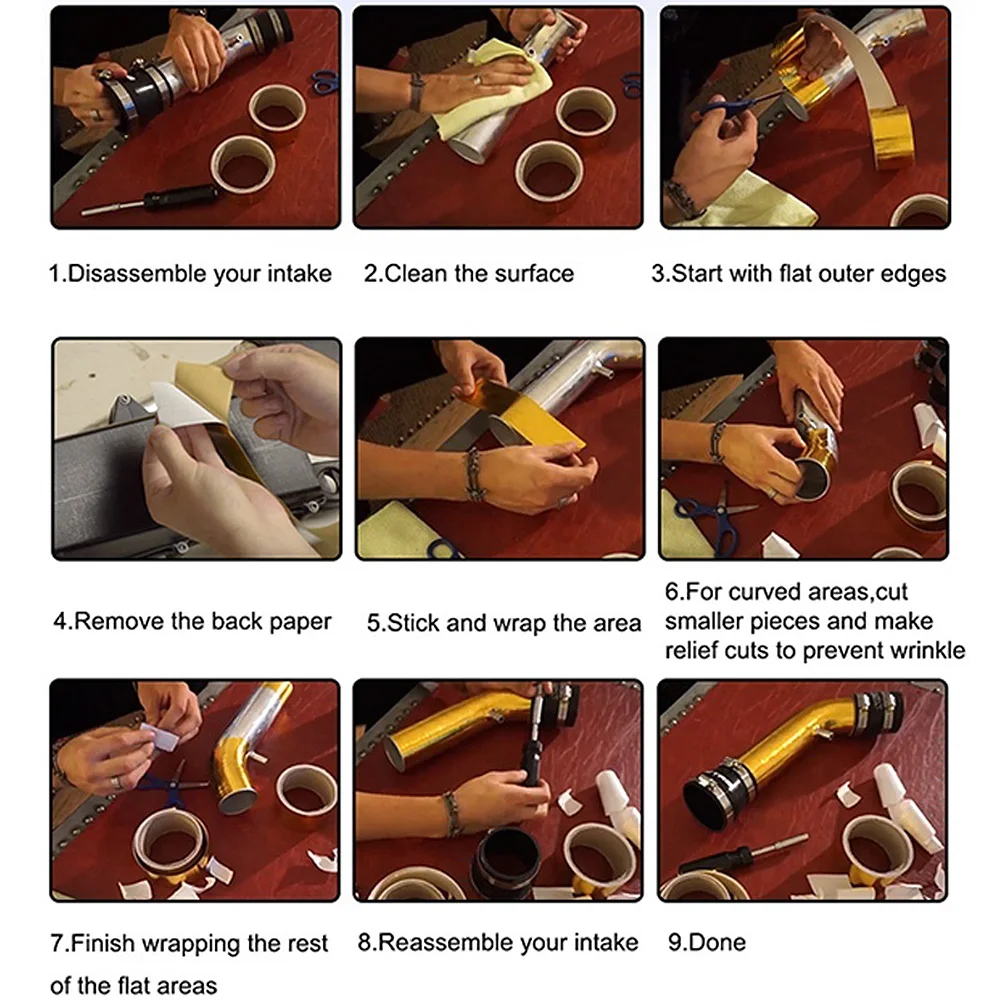 Cinta térmica para escape dorada con adhesivo y aislante - imagen 4