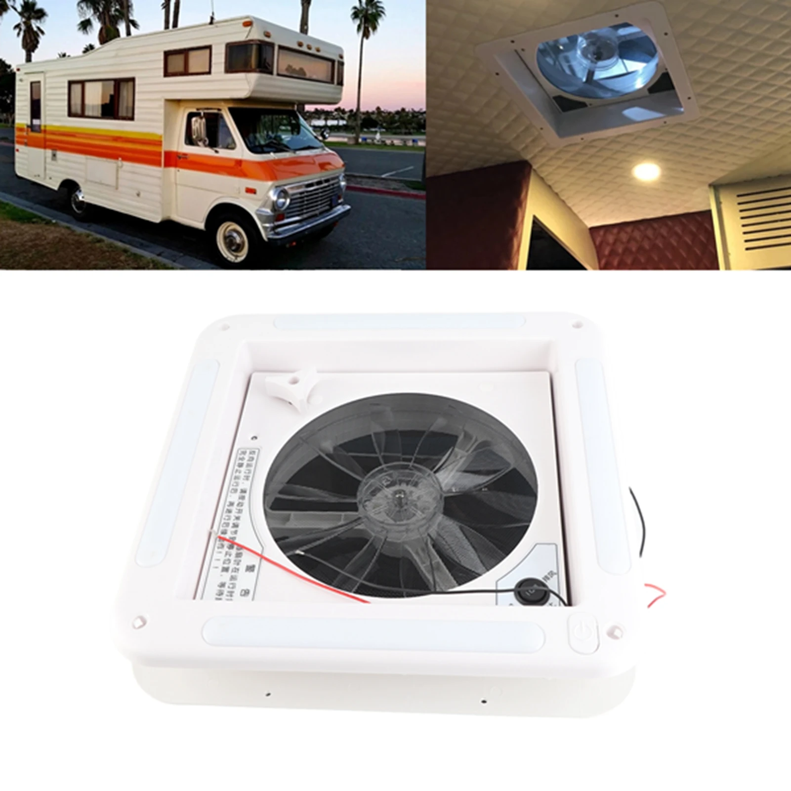 Ventilador de techo para autocaravana 12V con luz LED 2 vías - imagen 3