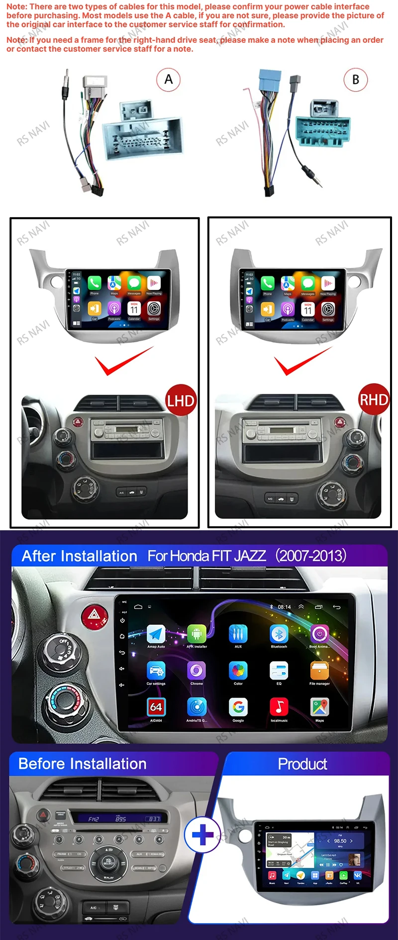 Autoradio Android 2DIN para Honda Fit Jazz