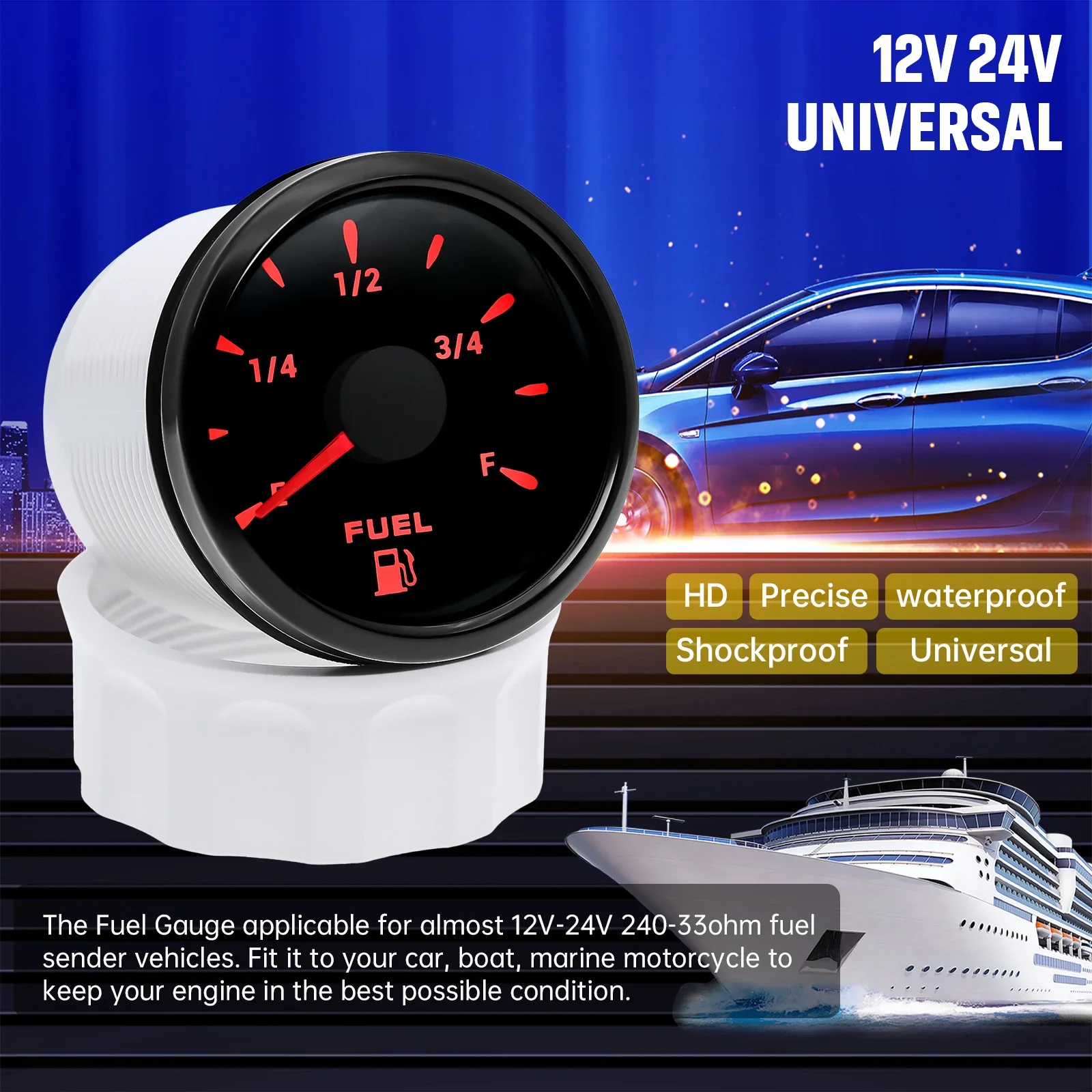 Indicador nivel combustible digital con puntero para coche y barco - imagen 3