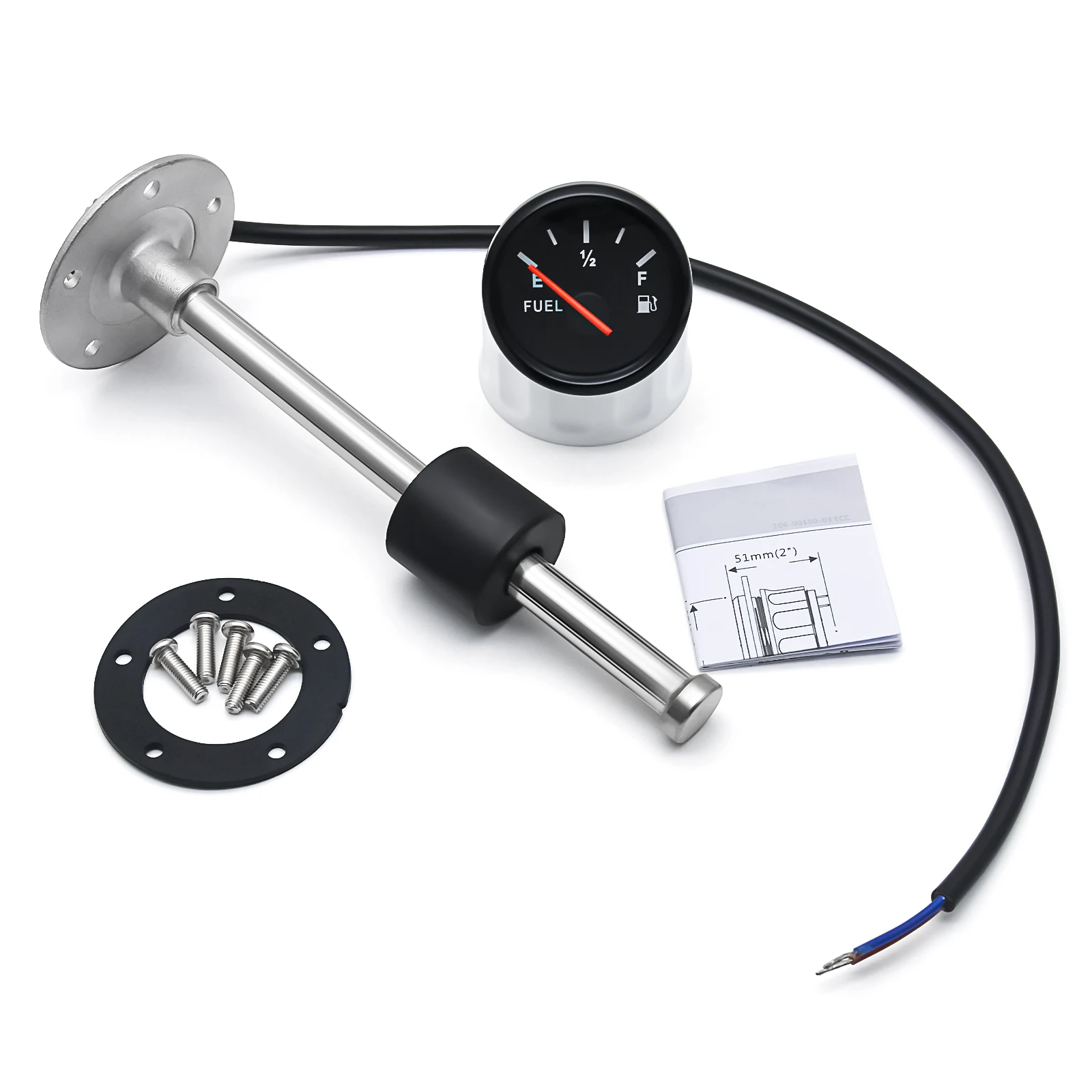 Sensor de nivel combustible 0-190 Ω, unidad envío 52×100-600mm - imagen 2