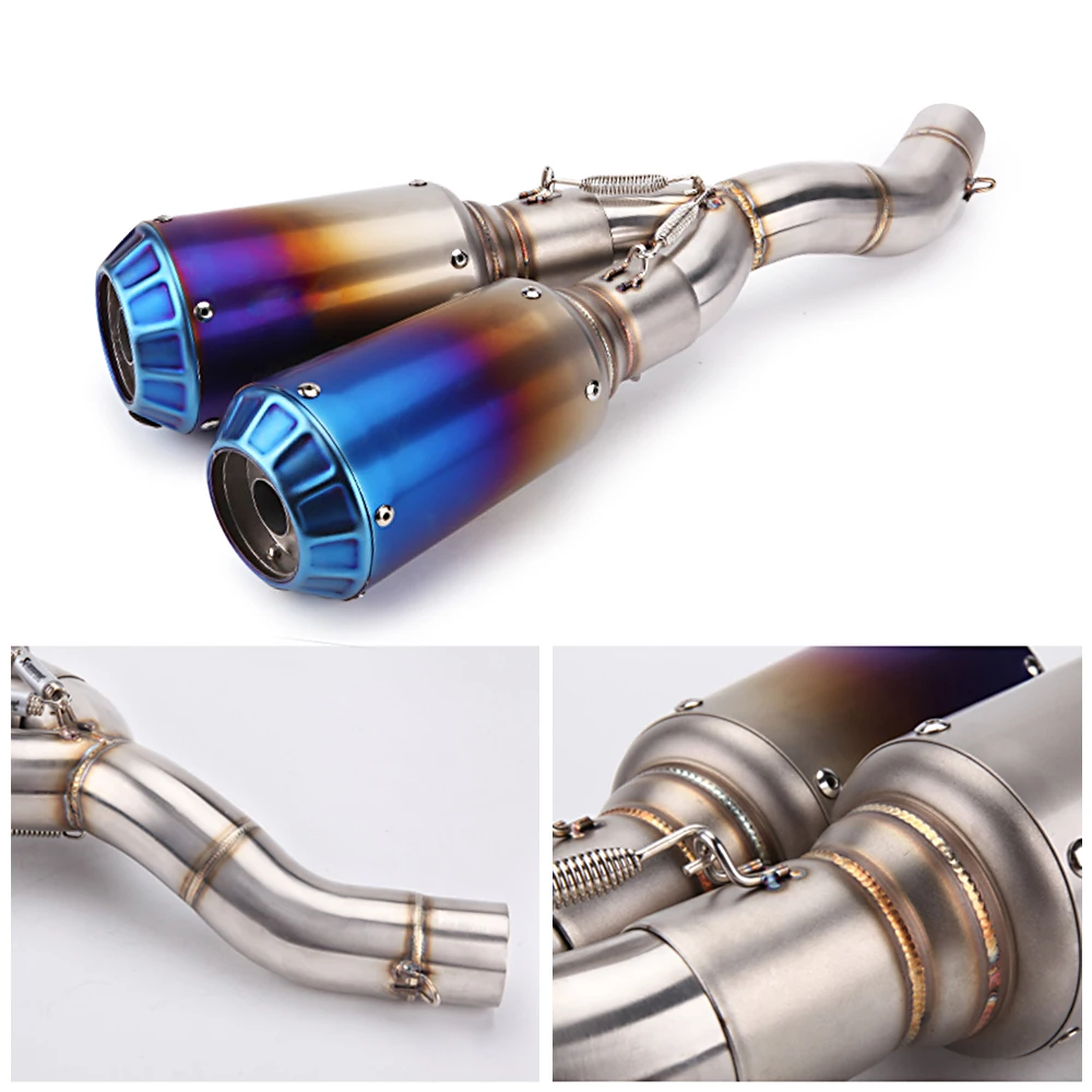 Tubo de escape Universal de fibra de carbono para motocicleta, silenciador de doble orificio, 51MM, para Ducati SCRAMBLER800 Ducati800 - imagen 3