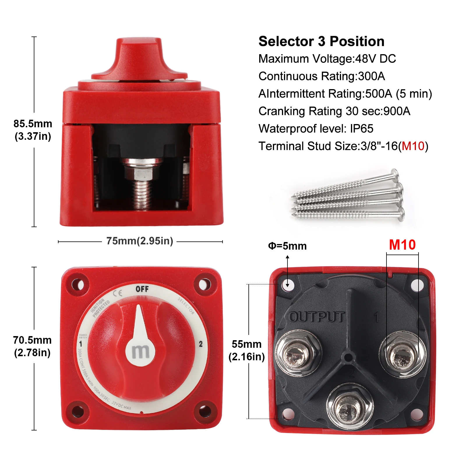 Interruptor aislador batería IP65 Serie M 6008 para camión - imagen 4