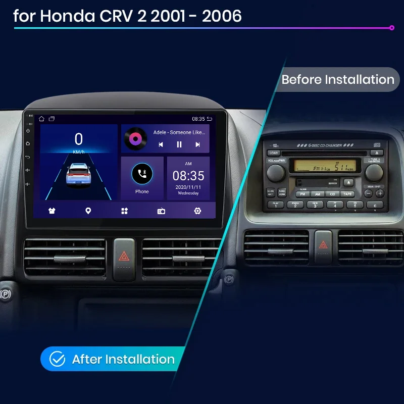 JIUYIN-Radio con GPS para coche, reproductor Multimedia con Android, 2 din, vídeo, Carplay, dvd, para Honda CRV CR-V 2, años 2001 a 2006 - imagen 3