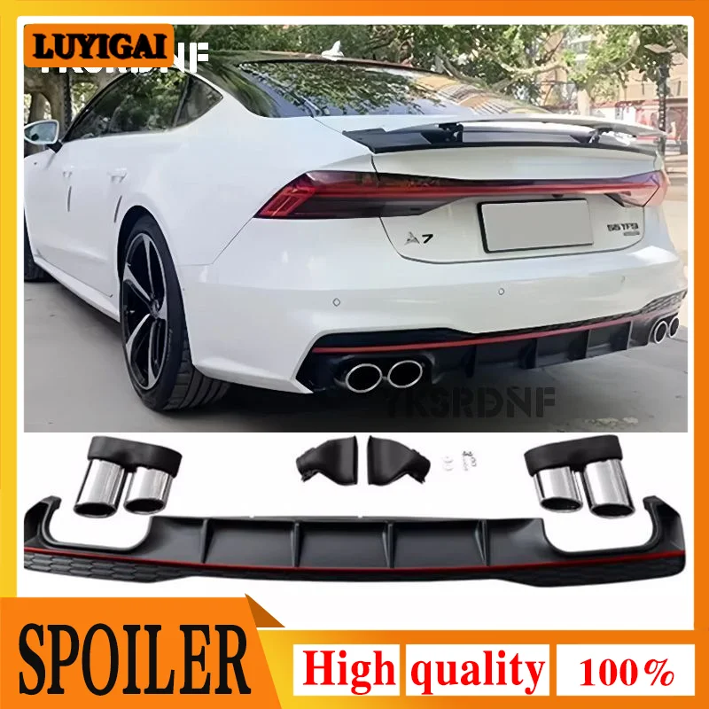 Labio difusor trasero PP Audi A7 S line 2019-2020 con puntas escape