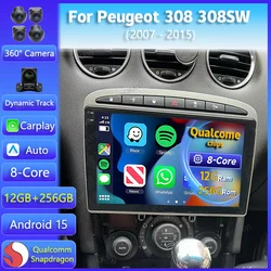 Radio Android 15 con CarPlay para Peugeot 308, 308 SW y 408