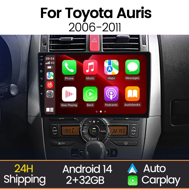 Autoradio Android 14 Toyota Auris E150 1.4 pantalla táctil CarPlay - imagen 3