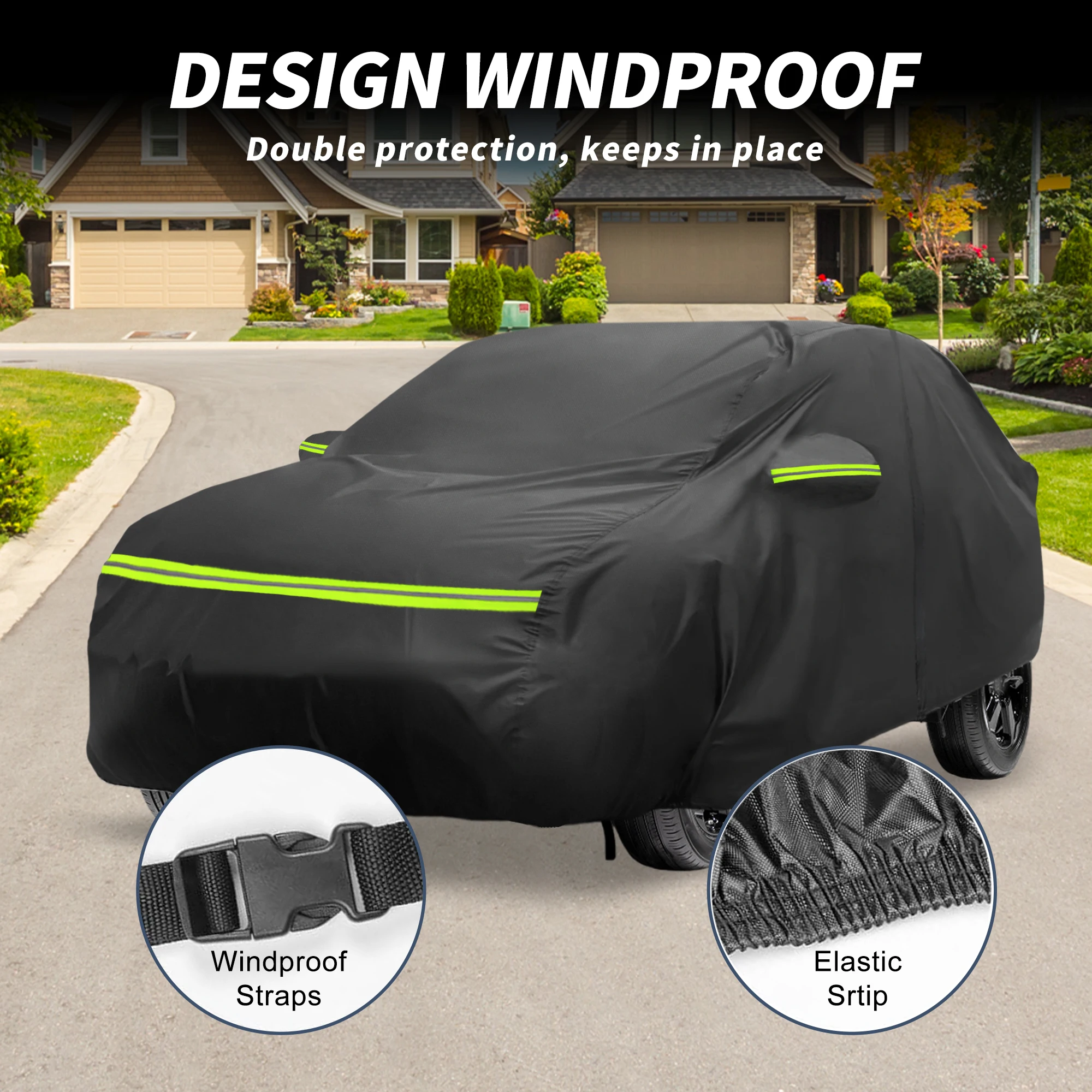 X Autohaux cubierta de coche para Peugeot 308 I/II 2007-2021 210D-PU cubierta completa para exteriores para coche protección impermeable a prueba de viento para todo tipo de clima - imagen 4