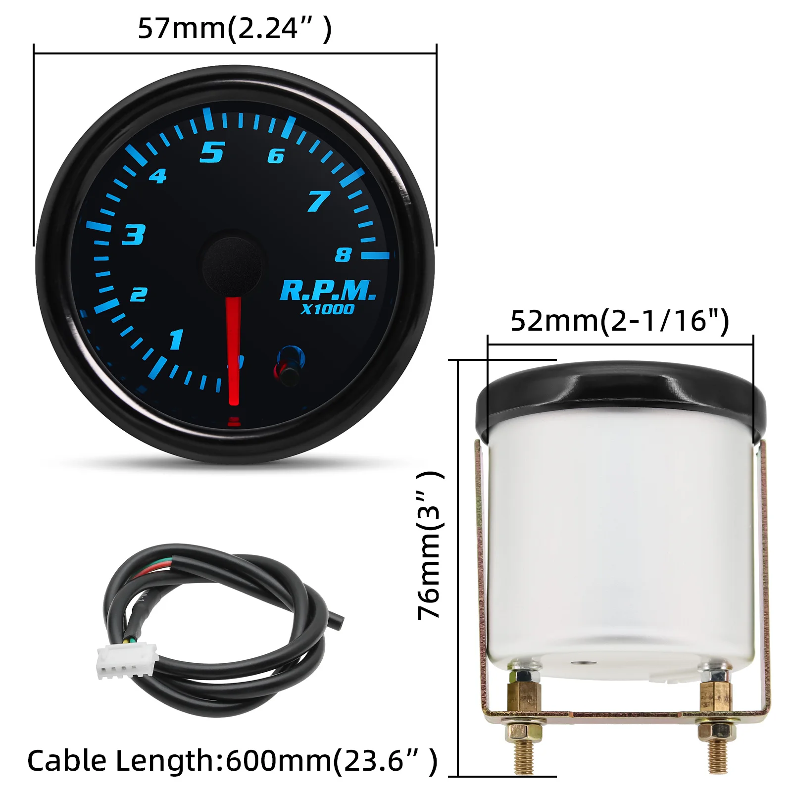 Reloj multifunción de 52 mm para turbo, motor y 7 colores - imagen 2