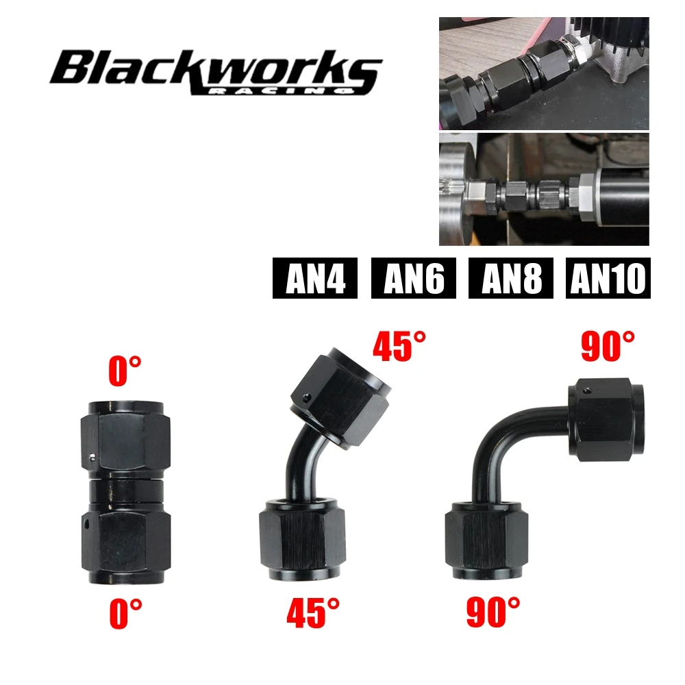 TF-1089 Adaptadores rectos aluminio AN4-AN8 10AN doble hembra negro