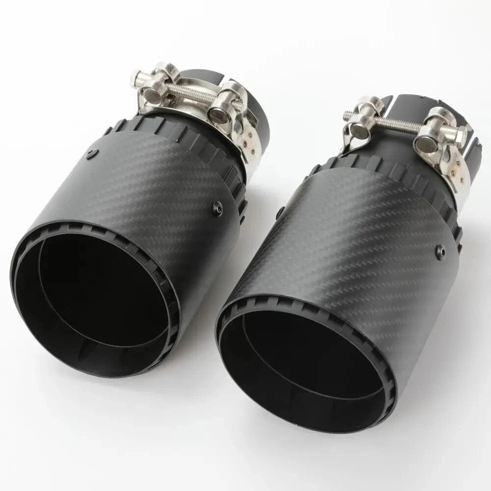 Tubo de escape negro para modificación de coche, punta de acero inoxidable con silenciador de fibra de carbono mate, 1 piezas - imagen 4