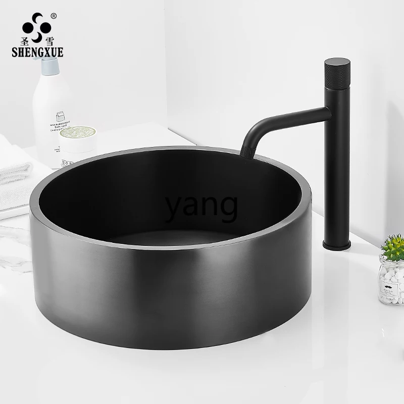Lavabo negro LH y mesa redonda en acero inoxidable 304 – Bar y baño - imagen 2