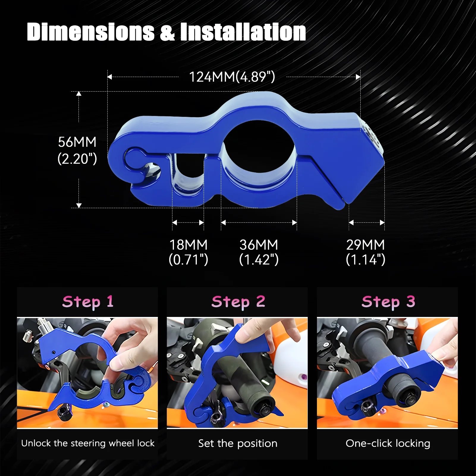Cerradura antirrobo aluminio para manillar de freno moto bici ATV - imagen 5
