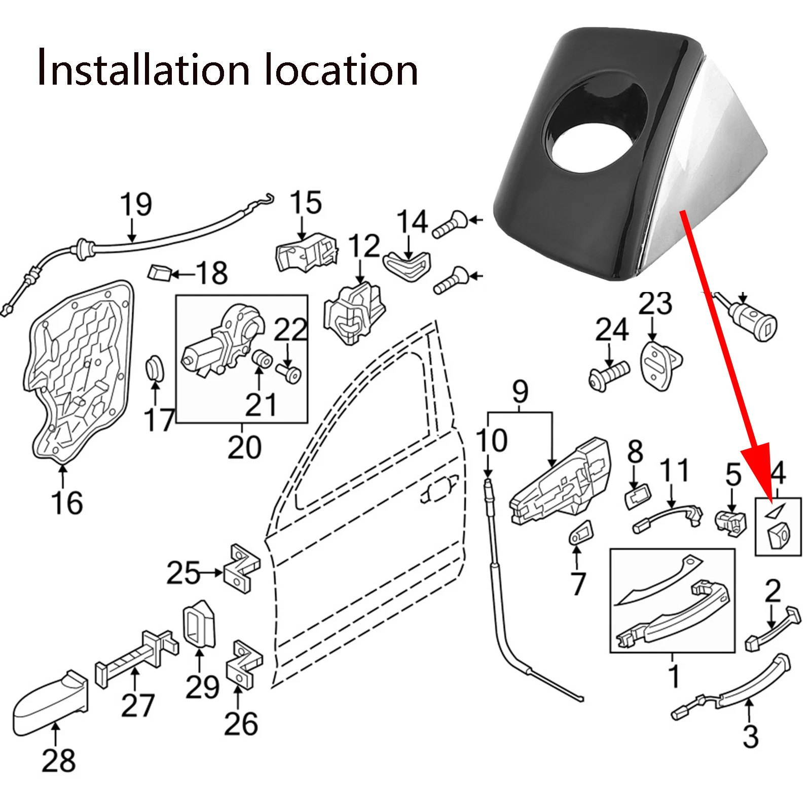 Manija puerta izquierda Audi A6 A7 A8 RS6 RS7 cromada negra - imagen 4