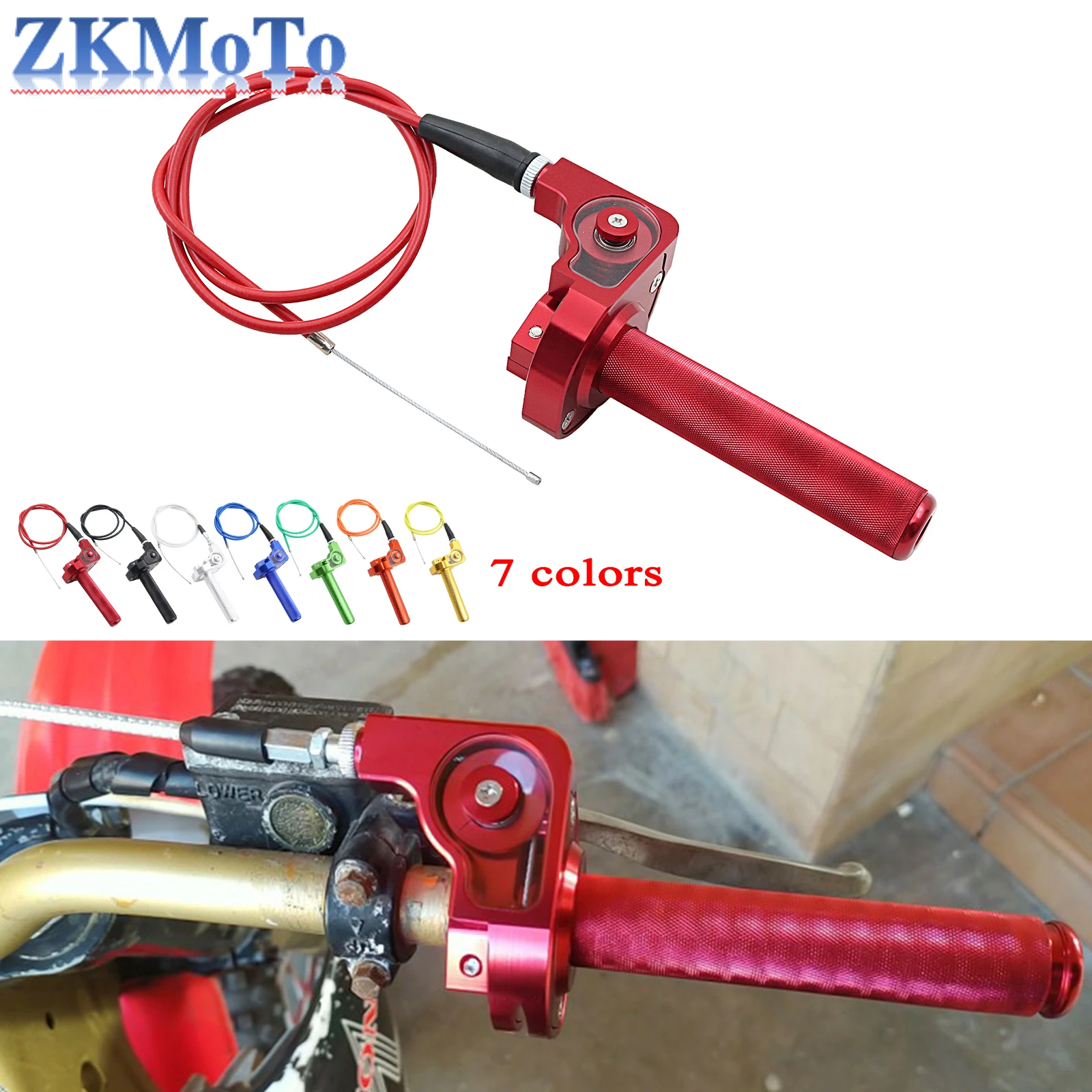 Puño acelerador CNC universal 7/8" con cable 1200 mm para ATV y moto