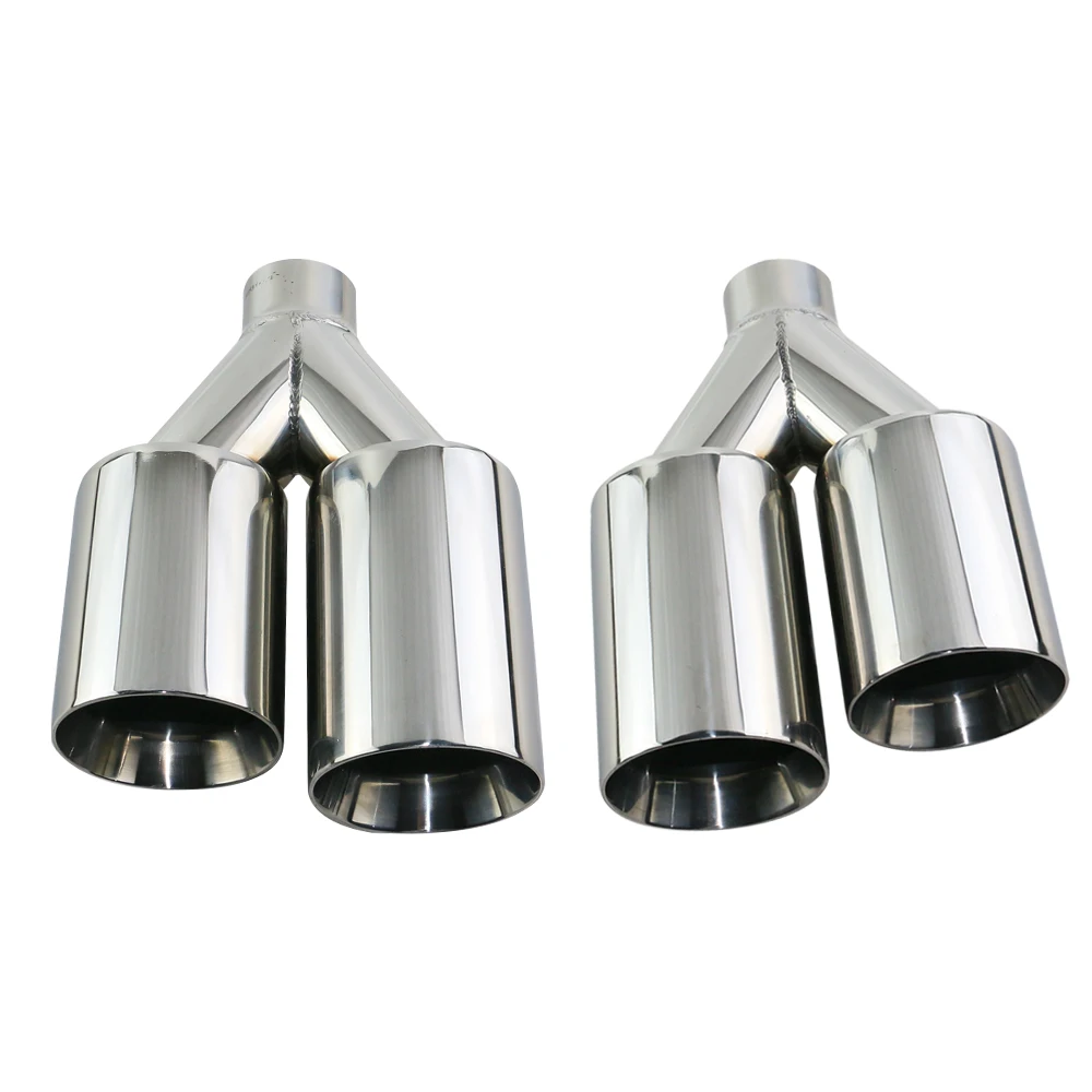 Tubo escape universal doble silenciador doble pared – Plata azul