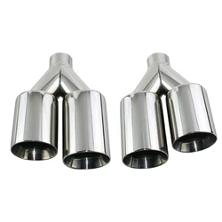 Tubo escape universal silenciador gemelo y pared doble – plata azul