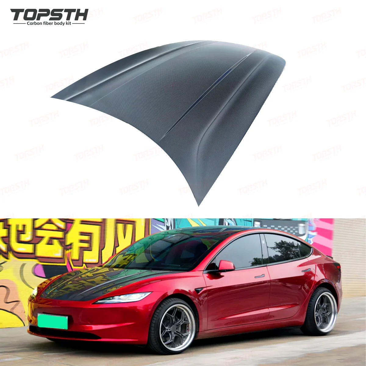 Capó de fibra carbono Cyber Dry ligero para Tesla Model 3 2024+