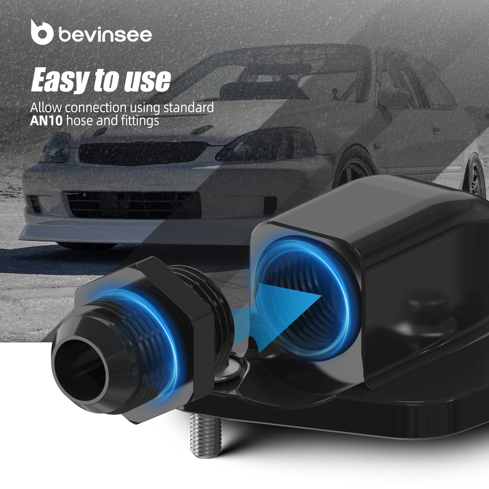 BEVINSEE para K20 K24 cubierta del tensor de cadena de distribución con conector AN10 ORB Turbo drenaje de aceite para Honda serie K - imagen 4