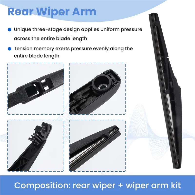 Kit de juego de brazo y limpiaparabrisas trasero de 12 pulgadas para Suzuki Grand Vitara 2005-2015 MK 3