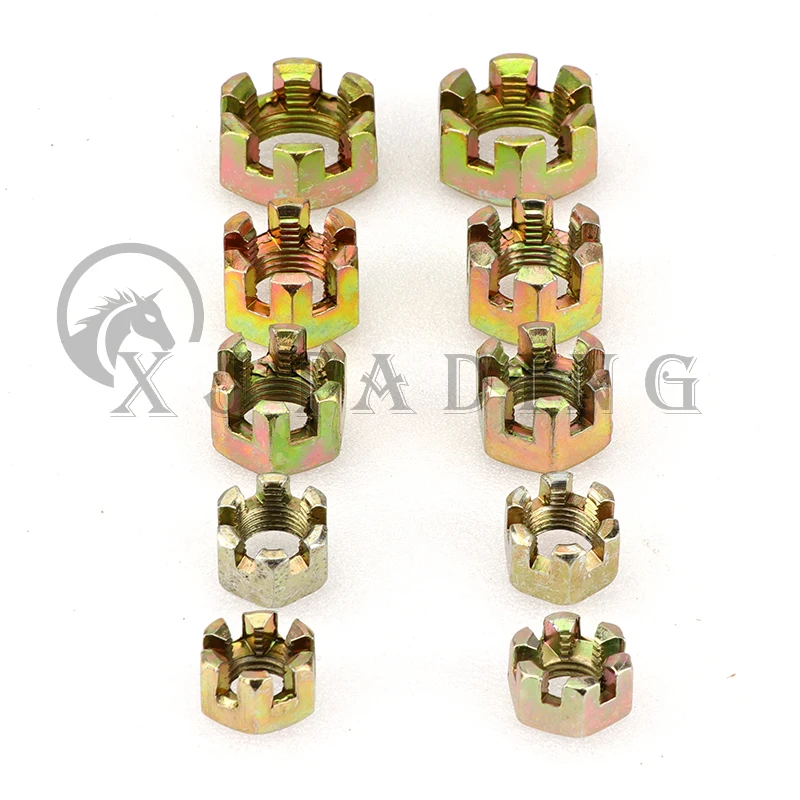Tuercas hexagonales ranuradas para eje o cubo de rueda