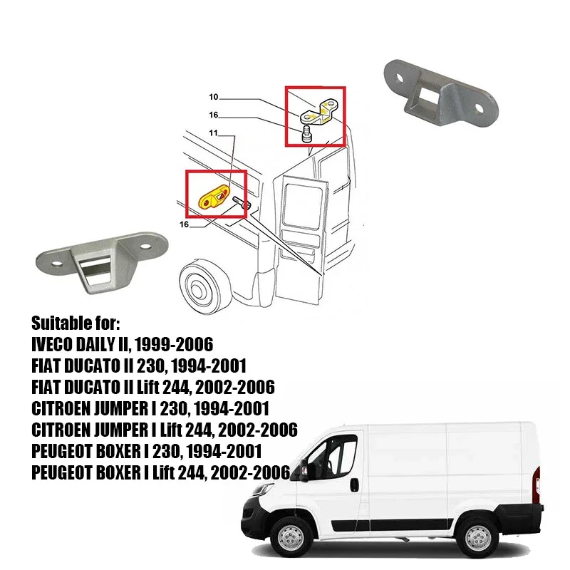 1 Juego de botón de bloqueo de guía, puerta trasera superior e inferior para FIAT Ducato II Daily Jumper Boxer CITROEN JUMPER 1303898080 , 1303896080 - imagen 2