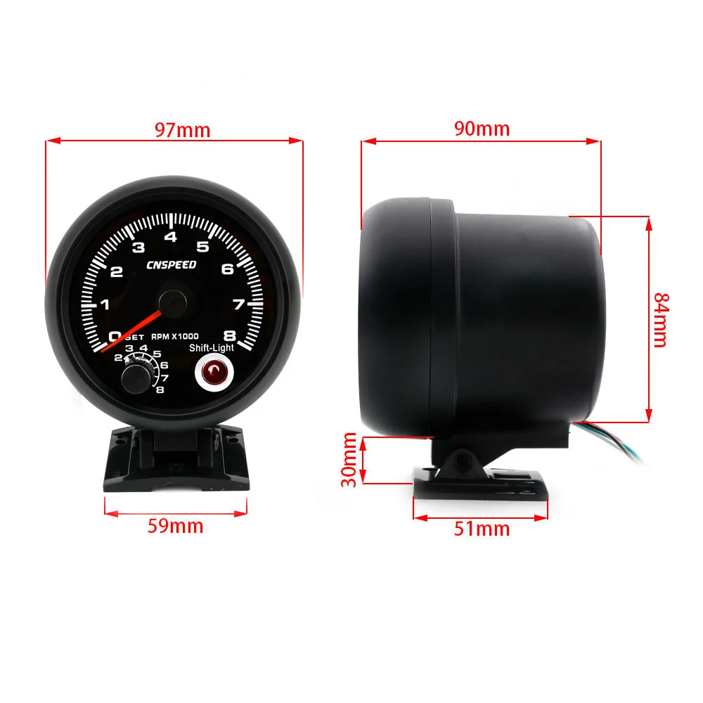 Tacómetro 80 mm 0-8000 rpm para motores de 4, 6 y 8 cilindros - imagen 3