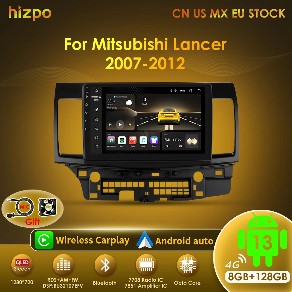 Hizpo Android 13 radio 2DIN GPS para Mitsubishi Lancer 2007-2012