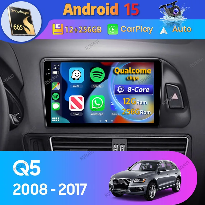 Radio Android Auto CarPlay GPS para Audi Q5 8R 2008-2017