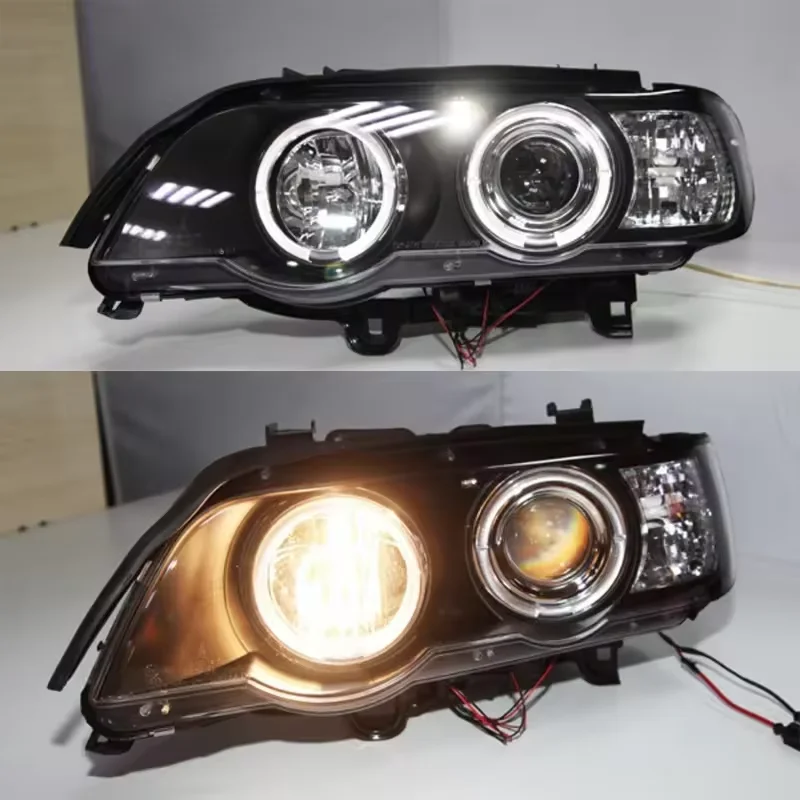 Faros LED Angel Eyes Sonar para BMW X5 E53 1999-2002 carcasa negra - imagen 2