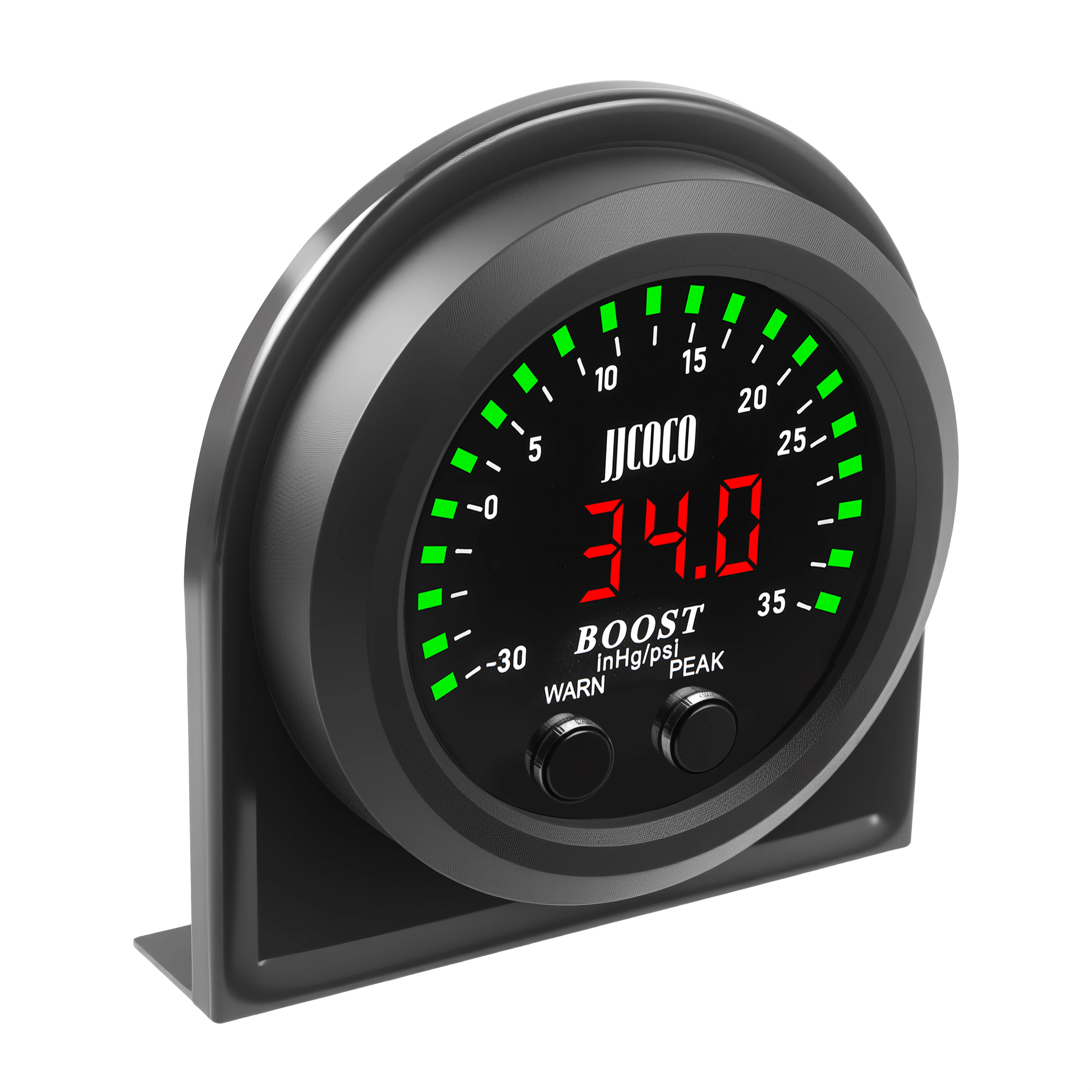 JJCOCO 52MM 2 ''Serie S medidor de refuerzo-30 ~ 35 PSI redondo ultrafino con pantalla LED de luz roja medidor de vacío Turbo Boost