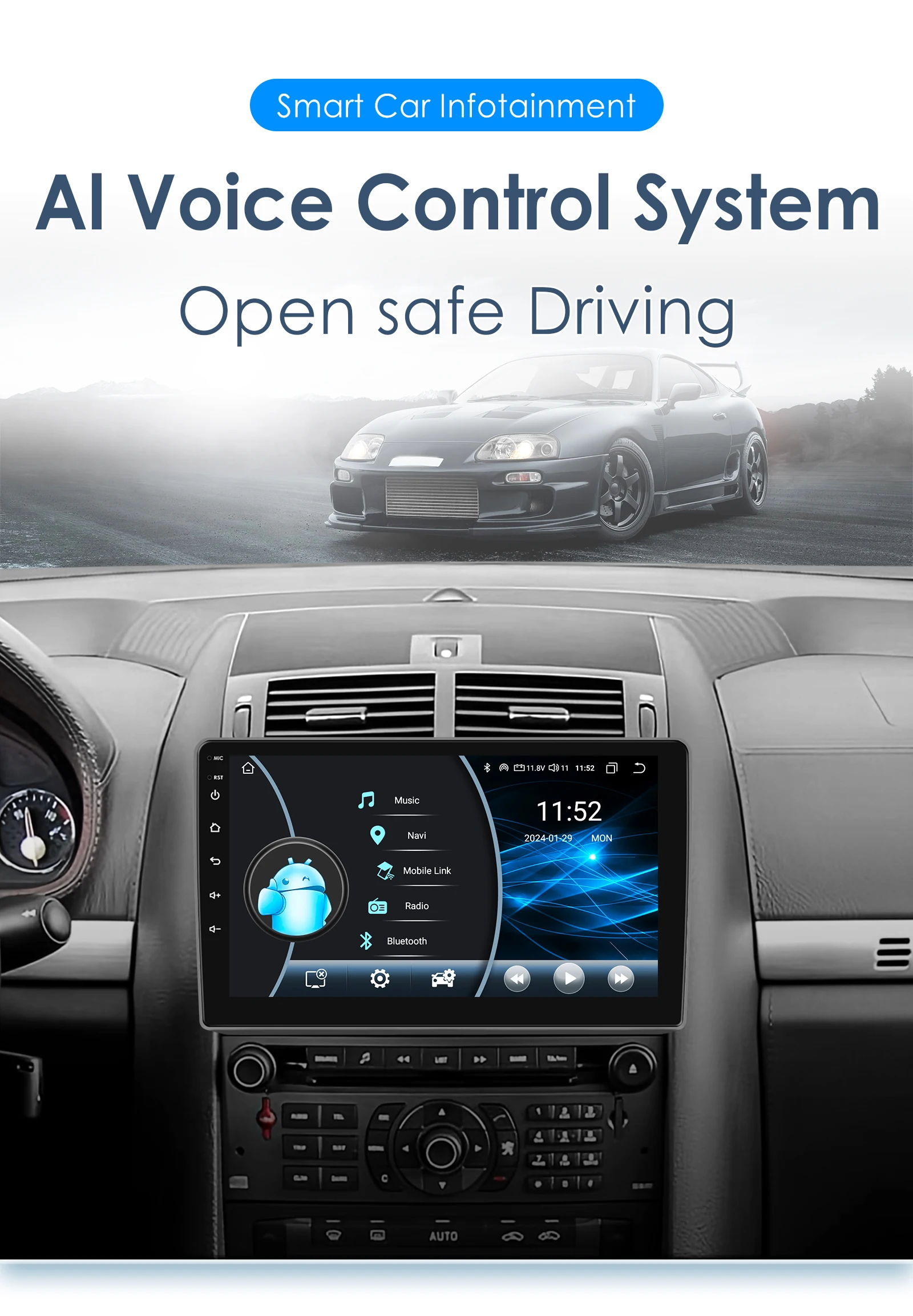 Pantalla con CarPlay y mapa GPS