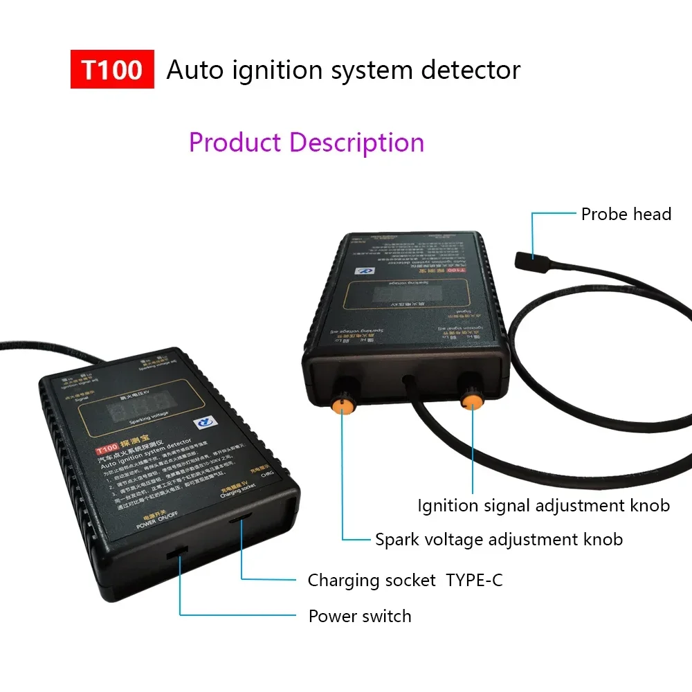 AM-T100 Probador de chispa - detector de encendido automático 12V/24V - imagen 3