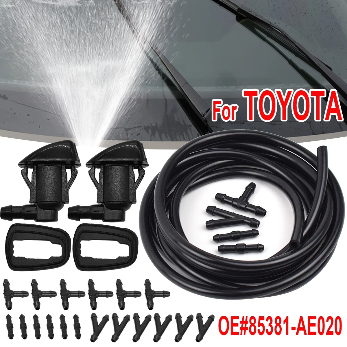 Para Toyota E120 Corolla Camry Sienna Avensis T25 Corsa XV30 Hilux limpiaparabrisas delantero de coche manguera de boquilla de limpiaparabrisas 85381AE020