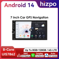 Radio Android 2 Din Hizpo 7" con CarPlay y GPS – Unidad multimedia