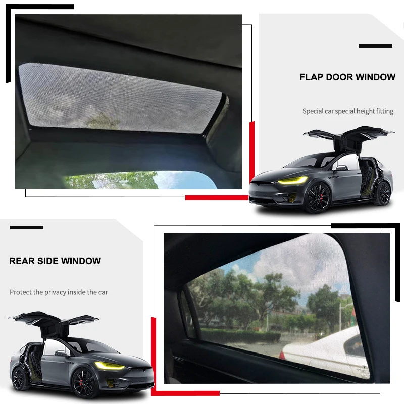 Parasol de malla para techo cristal Tesla Model X delantero y trasero - imagen 4