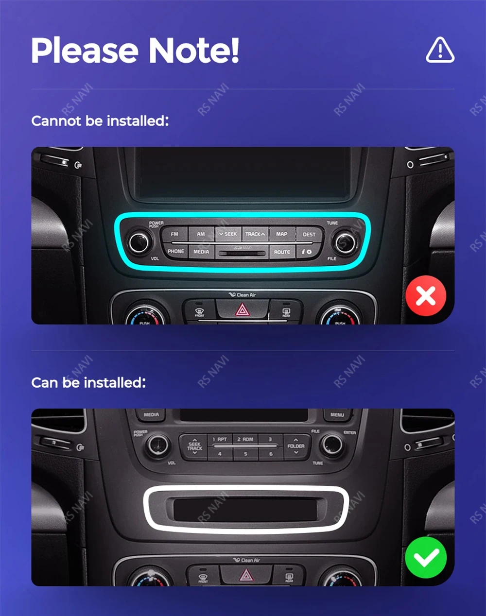 Vista frontal del autoradio RSNAVI con pantalla táctil