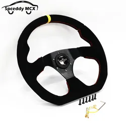 Spceddy-Volante de coche MCX de gamuza, 14 pulgadas, 350mm, forma de D, Dridt de carreras, volante deportivo modificado, anillo amarillo