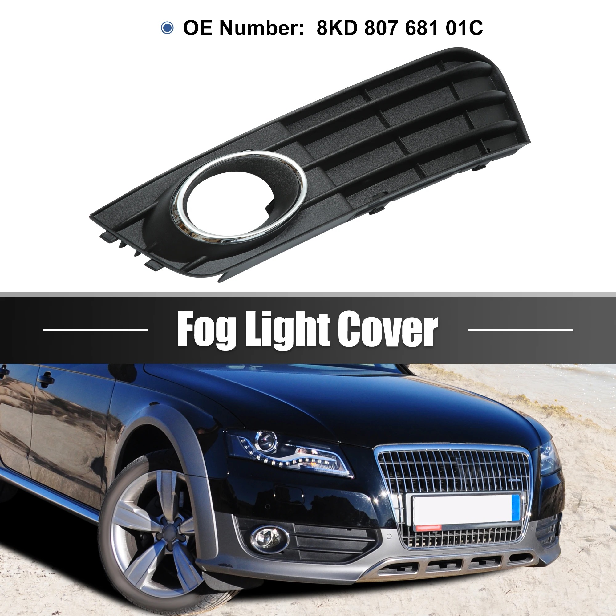 X Autohaux 8KD 807 681 01C 8KD 807 682 01C cubierta de rejilla de luz antiniebla delantera izquierda del lado derecho del conductor para Audi A4 09-12 - imagen 3