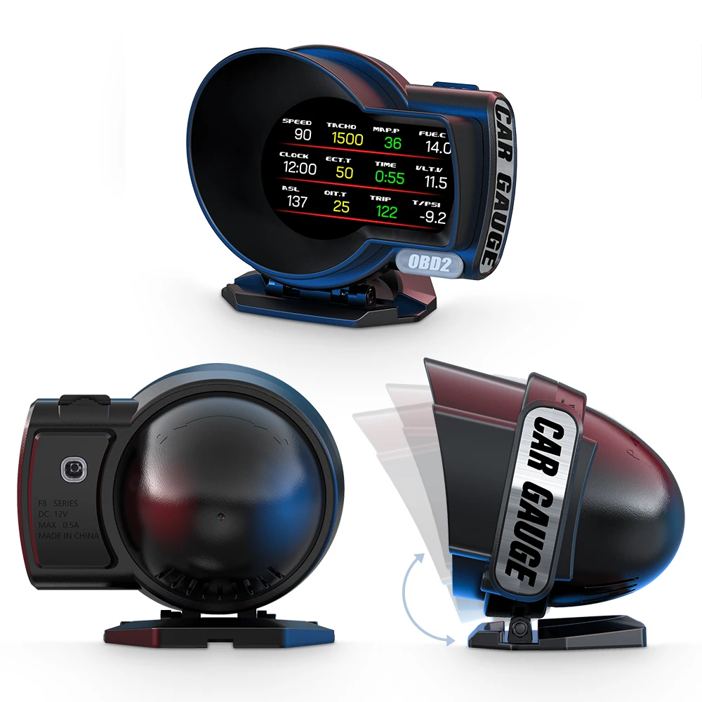 Universal F8 OBD GPS cristal líquido multifuncional instrumento pantalla velocímetro presión temperatura del agua turbina del vehículo - imagen 4