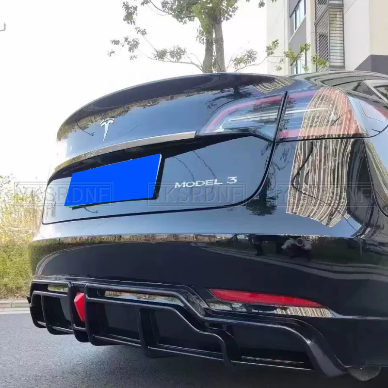 Difusor trasero ABS para Tesla Model 3 2018-2023, fibra de carbono - imagen 3